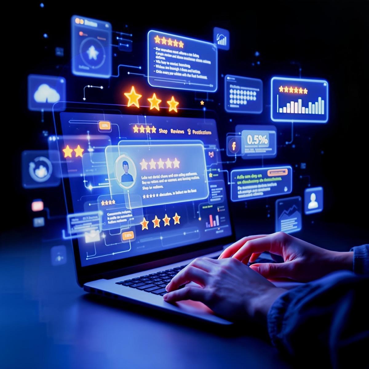 Online reputation dashboard and review monitoring visualization