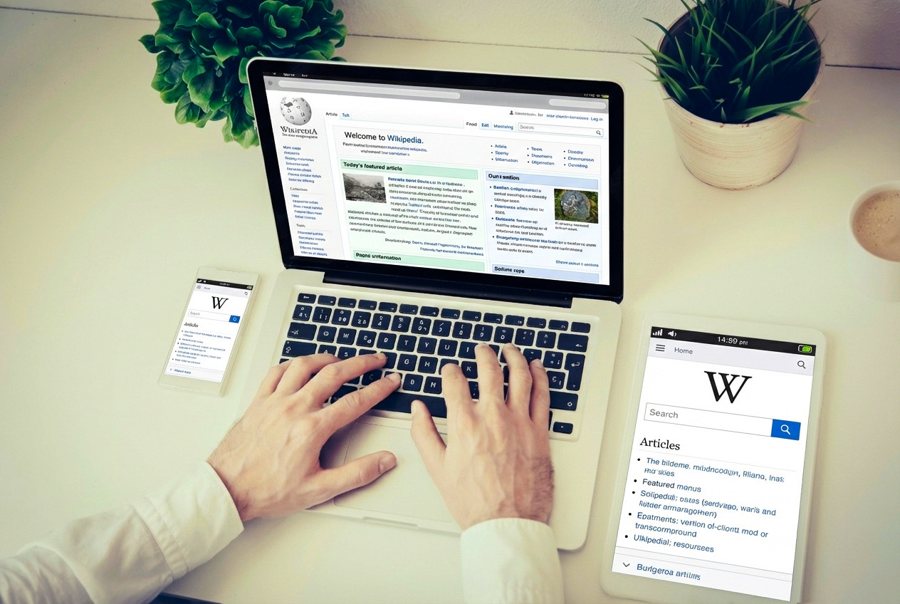 Wikipedia editing workflow on desktop and mobile devices
